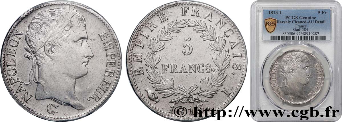 5 francs Napoléon Empereur, Empire français 1813 Limoges F.307/64 TTB+ PCGS