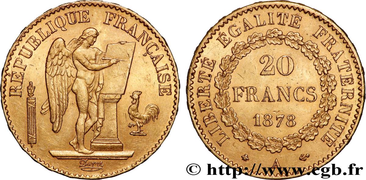 20 francs or Génie, Troisième République 1878 Paris F.533/6 SUP55 