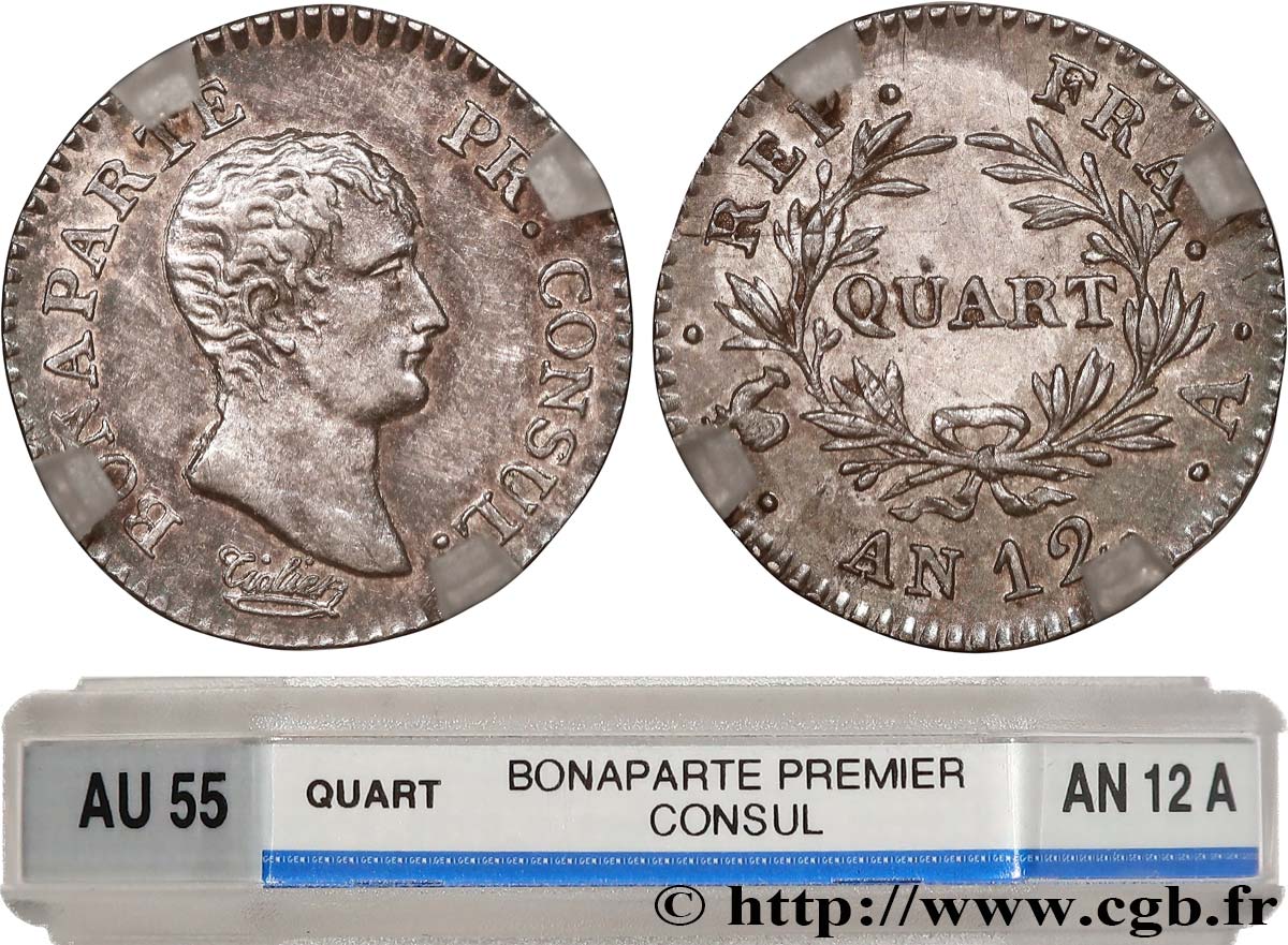 Quart (de franc) Bonaparte Premier Consul 1804 Paris F.157/1 VZ55 GENI