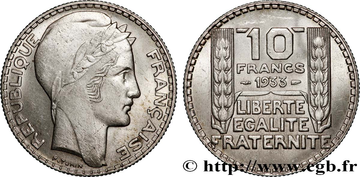 10 francs Turin 1933  F.360/6 fST 