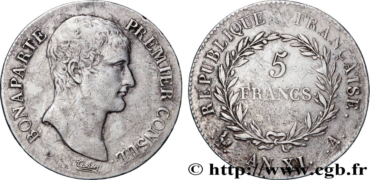 5 francs Bonaparte Premier Consul 1803 Paris F.301/1 TB+ 