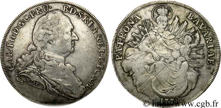 ALEMANIA - BAVIERA 1 Thaler Maximilien III / Madone à l’enfant 1778 Munich - HST BC 