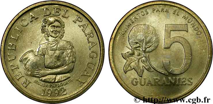 PARAGUAY 5 Guaranies F.A.O. paysanne 1992  MS 