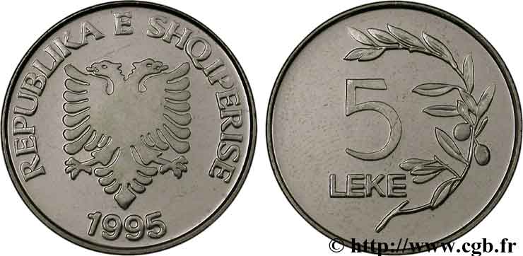 ALBANIA 5 Leke aigle bicéphale 1995  SC 