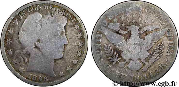 UNITED STATES OF AMERICA 1/2 Dollar type Barber 1896 Philadelphie VG 