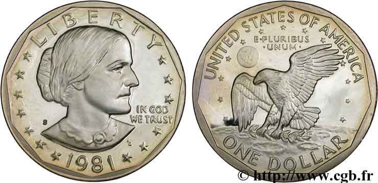 UNITED STATES OF AMERICA 1 Dollar BE Susan B. Anthony  1981 San Francisco - S MS 