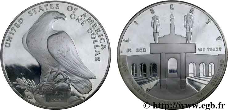 UNITED STATES OF AMERICA 1 Dollar Proof J.O. de Los Angeles 1984 San Francisco - S MS 