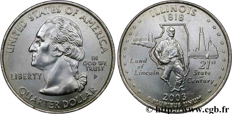 UNITED STATES OF AMERICA 1/4 Dollar Illinois 2003 Philadelphie - P MS 