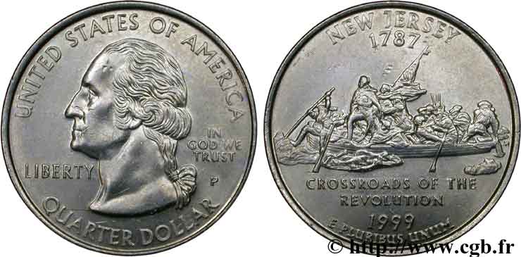 UNITED STATES OF AMERICA 1/4 Dollar New Jersey 1999 Philadelphie - P AU 