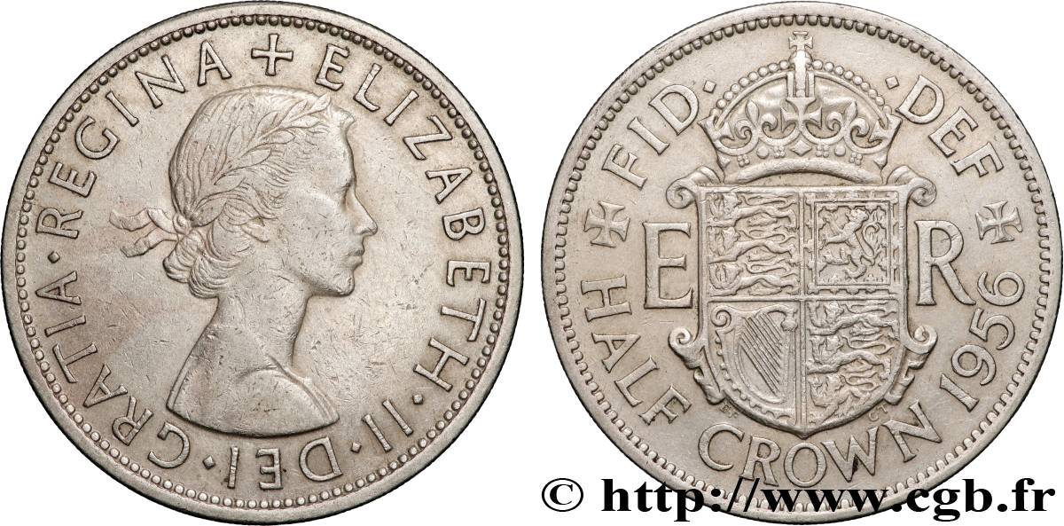 UNITED KINGDOM 1/2 Crown Élisabeth II 1956  AU 