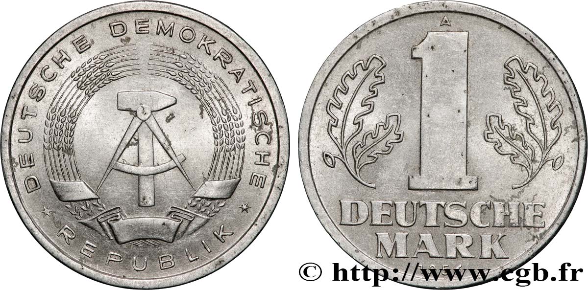 GERMAN DEMOCRATIC REPUBLIC 1 Mark 1956 Berlin XF 