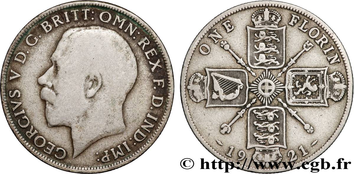 VEREINIGTEN KÖNIGREICH 1 Florin Georges V 1921  S 