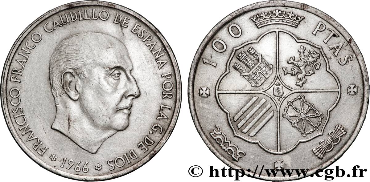 ESPAÑA 100 Pesetas Francisco Franco (1967 dans les étoiles) 1966 Madrid MBC+ 