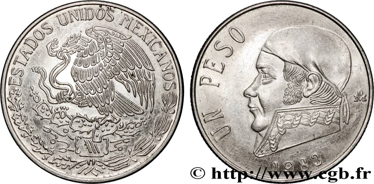 MÉXICO 1 Peso Jose Morelos y Pavon / aigle 1983 Mexico EBC 