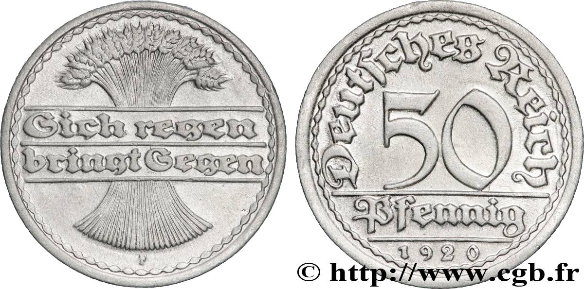 GERMANY 50 Pfennig 1920 Stuttgart - F AU 