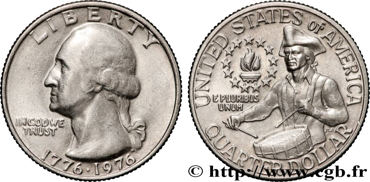 ESTADOS UNIDOS DE AMÉRICA 1/4 Dollar Bicentenaire de la Révolution 1976 Philadelphie MBC+ 