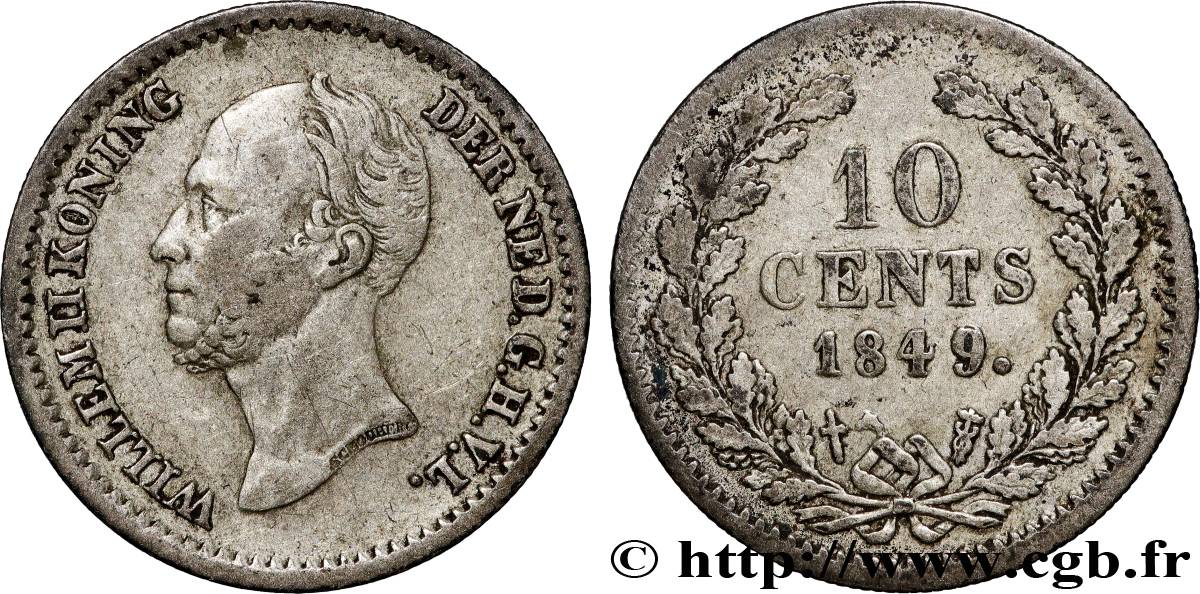 PAíSES BAJOS 10 Cents Guillaume II 1849 Utrecht BC+ 