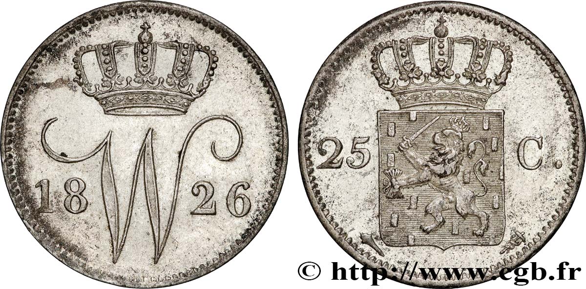 PAíSES BAJOS 25 Cents Guillaume Ier 1826 Utrecht MBC+ 