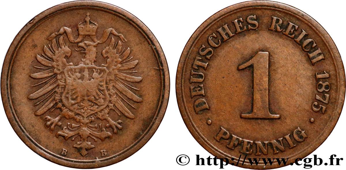 ALLEMAGNE 1 Pfennig aigle héraldique 1875 Hanovre TTB 