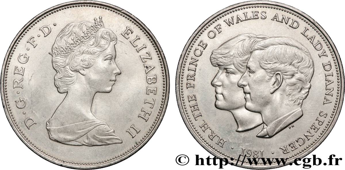 REGNO UNITO 25 New Pence (1 Crown) mariage du Prince de Galles et de Lady Diana Spencer 1981 Llantrisant q.SPL 
