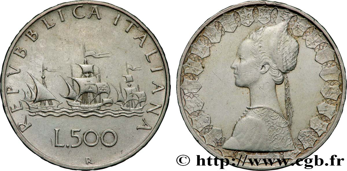 ITALY 500 Lire “caravelles” 1960 Rome AU 