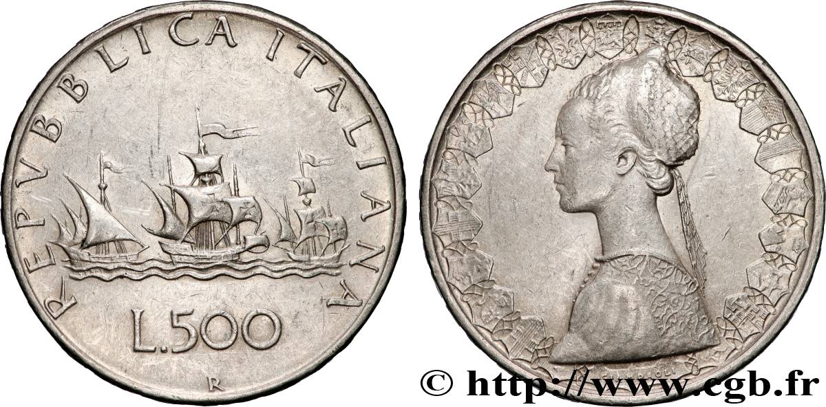 ITALY 500 Lire “caravelles” 1961 Rome  AU 