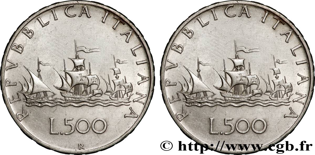 ITALY 500 Lire “caravelles” 1965 Rome AU 