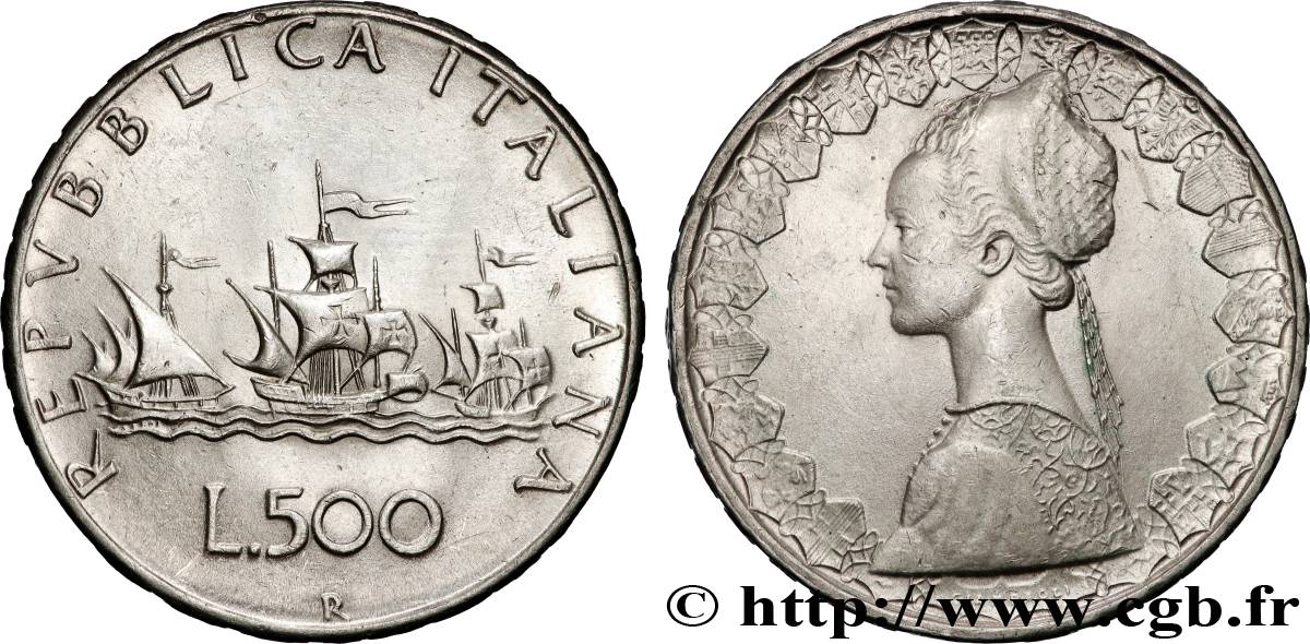 ITALY 500 Lire “caravelles” 1966 Rome AU 