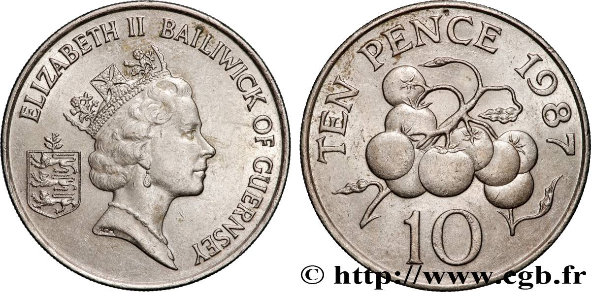 GUERNSEY 10 Pence Elisabeth II 1987 Llantrisant AU 