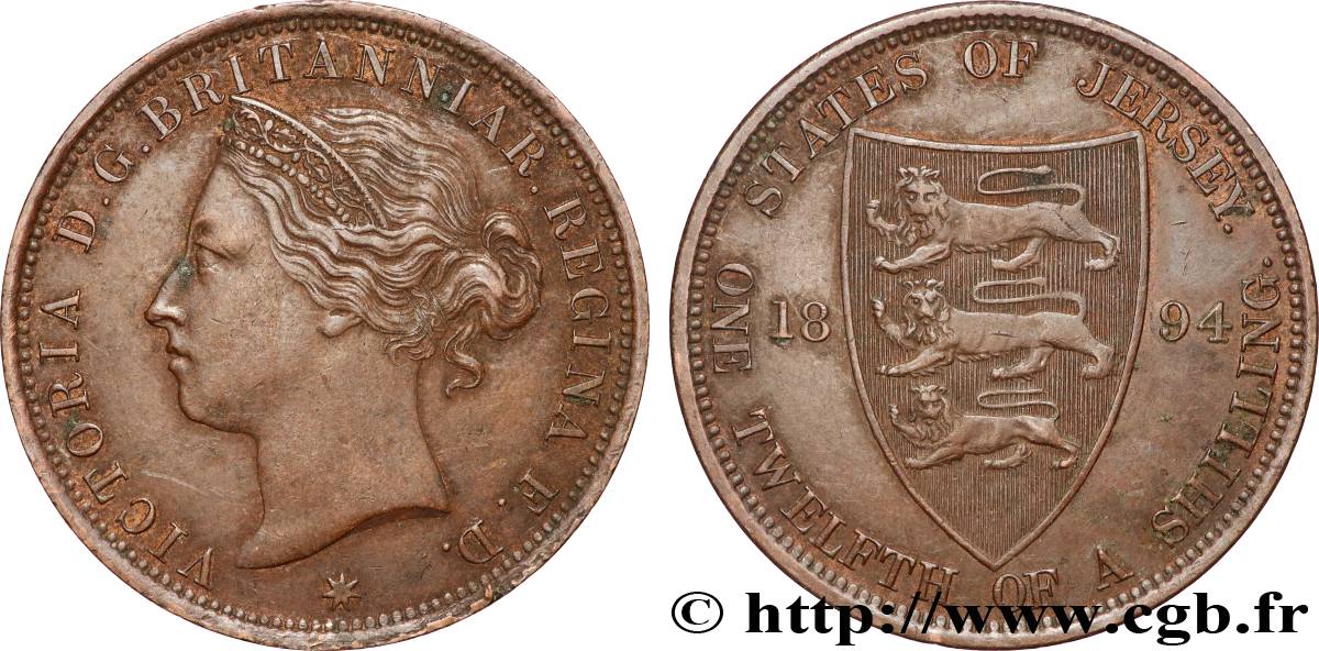 JERSEY 1/12 Shilling Reine Victoria 1894 Londres BB 