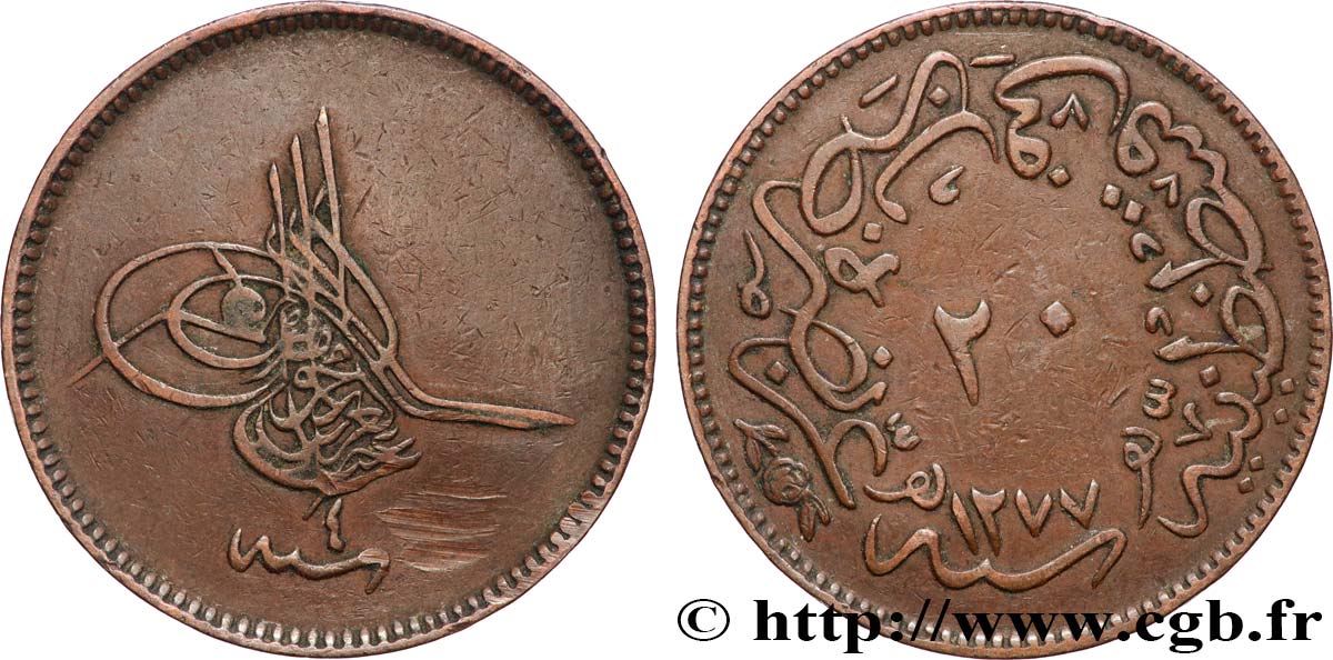 ÄGYPTEN 20 Para Abdul Aziz an 1277 an 4 (1863) Misr SS 