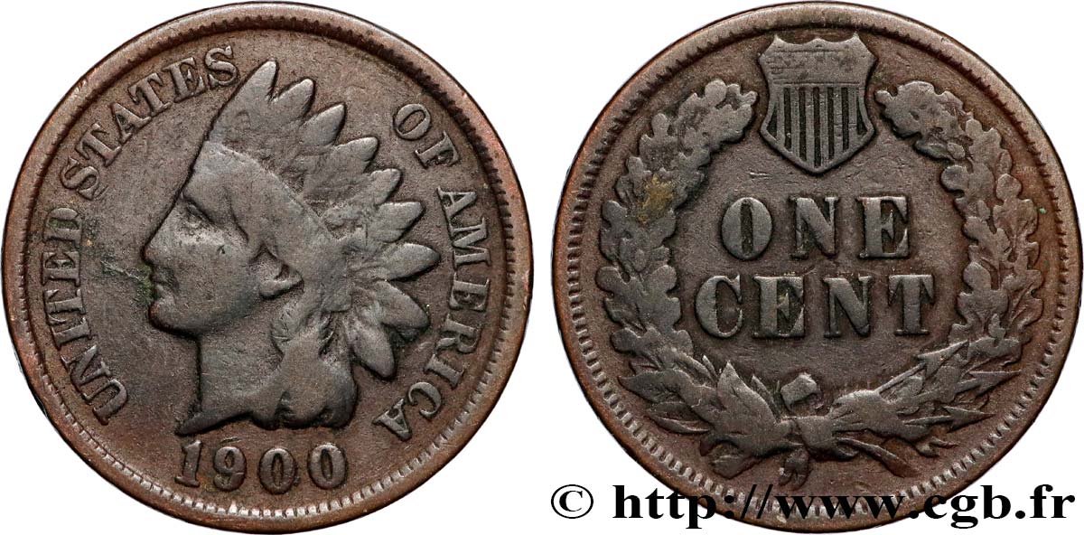 ESTADOS UNIDOS DE AMÉRICA 1 Cent tête d’indien, 3e type 1900 Philadelphie BC 