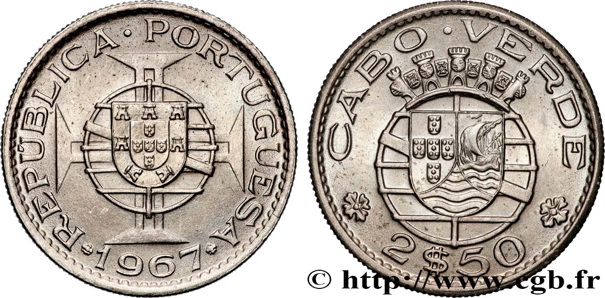 CAPE VERDE 2,5 Escudos monnayage colonial portugais 1967 Lisbonne MS 