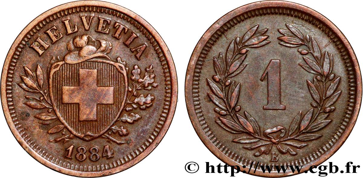 SWITZERLAND 1 Centime (Rappen) 1884 Berne XF 