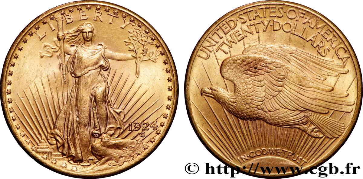 GOLD-, PALLADIUM- UND PLATIN-INVESTITIONEN 20 Dollars  Saint-Gaudens” 1924 Philadelphie fVZ 