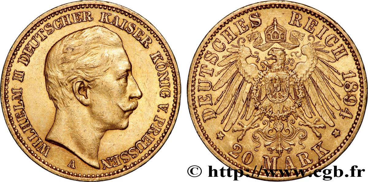 GOLD, PALLADIUM & PLATINUM INVESTMENT 20 Mark Guillaume II  1894 Berlin AU 