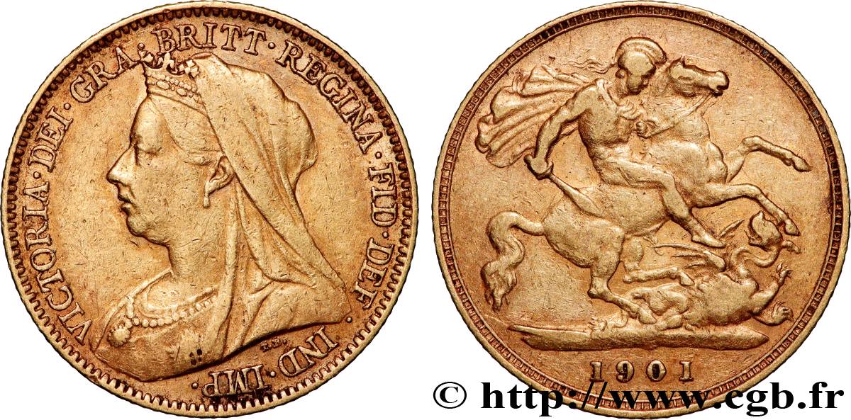 GOLD, PALLADIUM & PLATINUM INVESTMENT 1/2 Souverain Victoria “Old Head” 1901 Londres XF/VF 