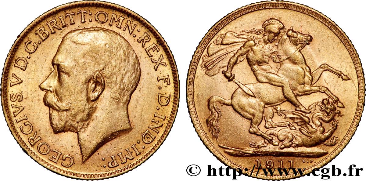 ORO, PALADIO Y PLATINO INVERSIÓN 1 Souverain Georges V 1911 Londres MBC+ 