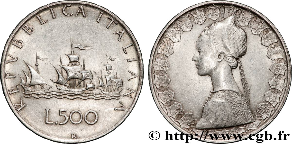 ITALIE 500 Lire “caravelles” 1960 Rome TTB+ 