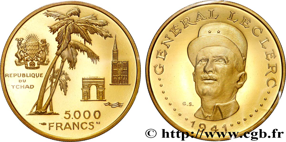 CHAD 5000 Francs, 10e anniversaire de l’indépendance 1970 Paris MS 