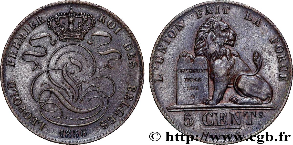 BELGIQUE 5 Centimes Léopold Ier 1856  SUP 