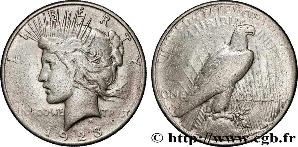 UNITED STATES OF AMERICA 1 Dollar Peace 1923 San Francisco VF 