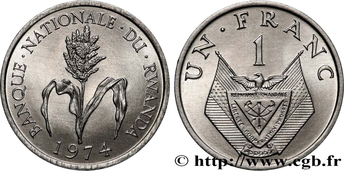 RWANDA 1 Franc 1974  MS 