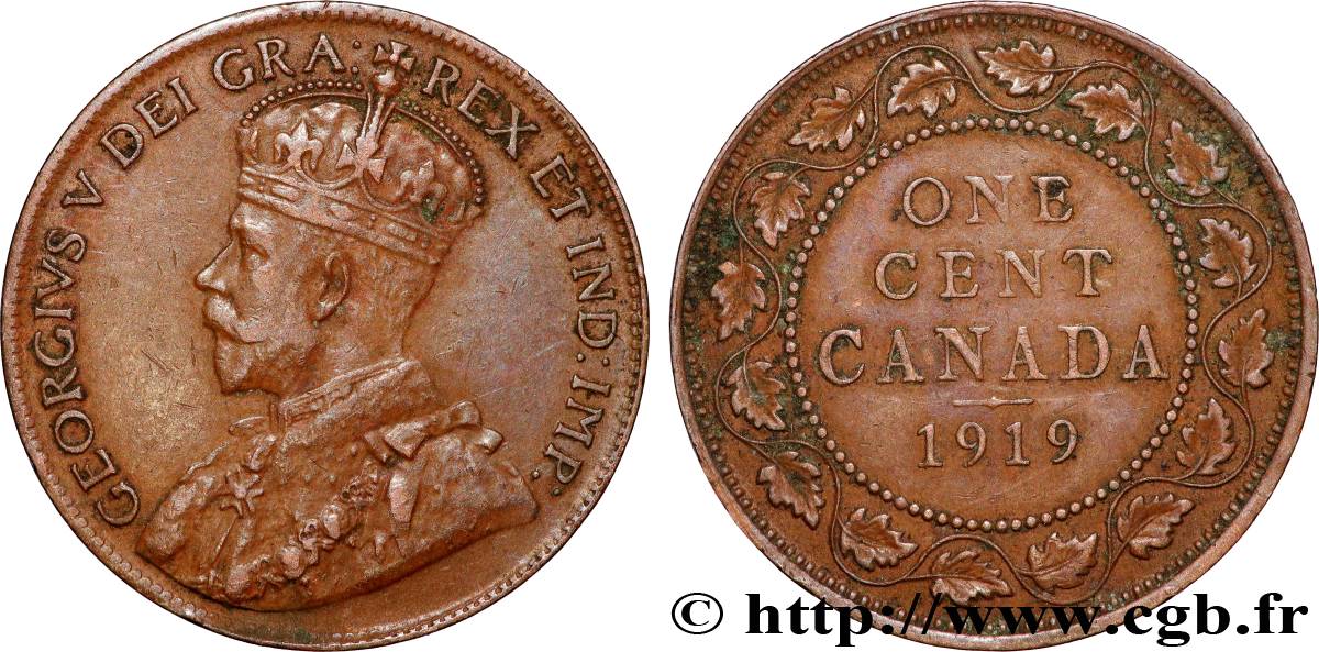 CANADA 1 Cent Georges V 1919  TTB 