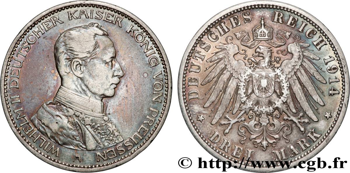 DEUTSCHLAND - PREUßEN 3 Mark Guillaume II 1914 Berlin SS/fVZ 