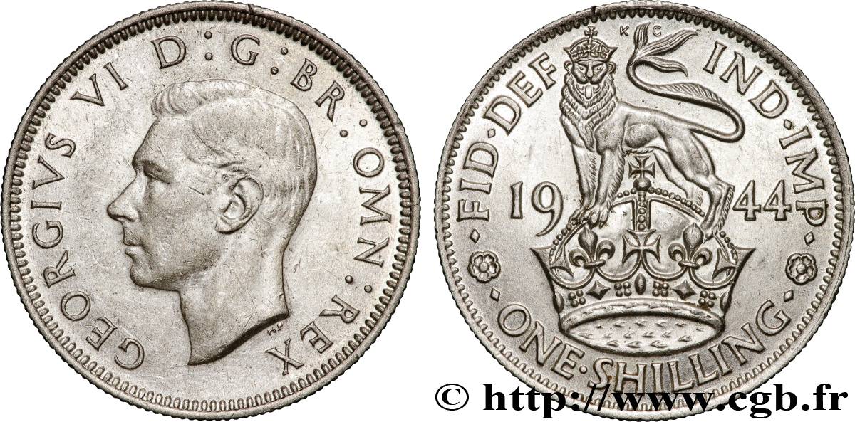 ROYAUME-UNI 1 Shilling Georges VI “England reverse” 1944  TTB+ 