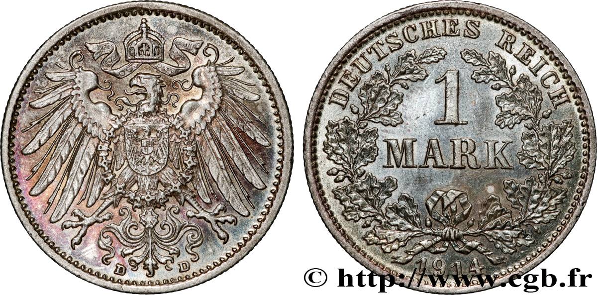 ALLEMAGNE 1 Mark Empire aigle impérial 2e type 1914 Munich SUP 