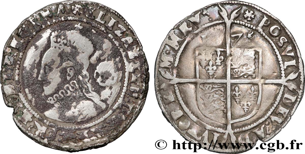 ENGLAND - KINGDOM OF ENGLAND - ELIZABETH I Six pence (3e et 4e émissions) 1575 Londres VF 