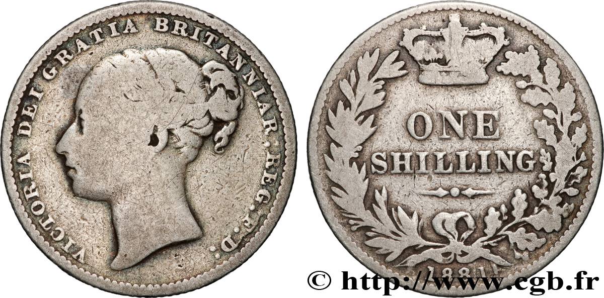 ROYAUME-UNI 1 Shilling Victoria 1881  TB 