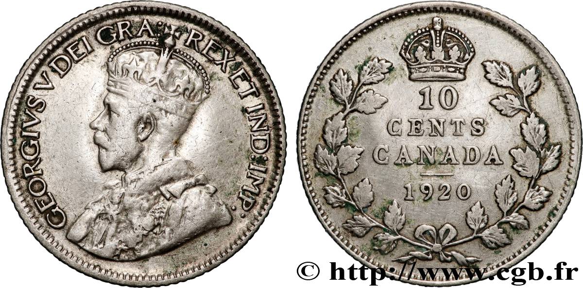 CANADA 10 Cents Georges V 1920  TTB 